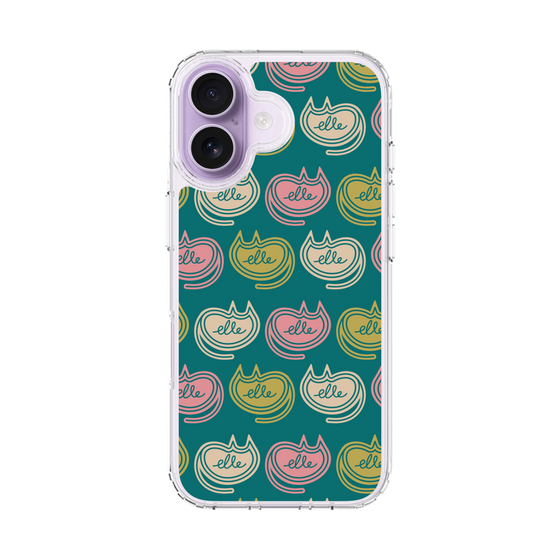 スリムプロテクションケース［ ELLE - Cat Pattern - グリーン ］
