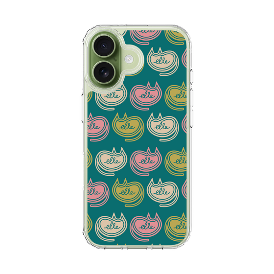 スリムプロテクションケース［ ELLE - Cat Pattern - グリーン ］