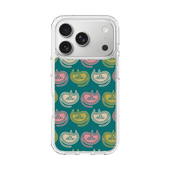 スリムプロテクションケース［ ELLE - Cat Pattern - グリーン ］