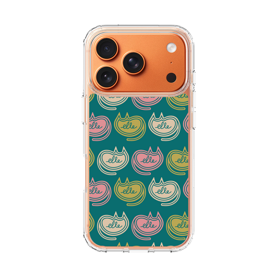 スリムプロテクションケース［ ELLE - Cat Pattern - グリーン ］