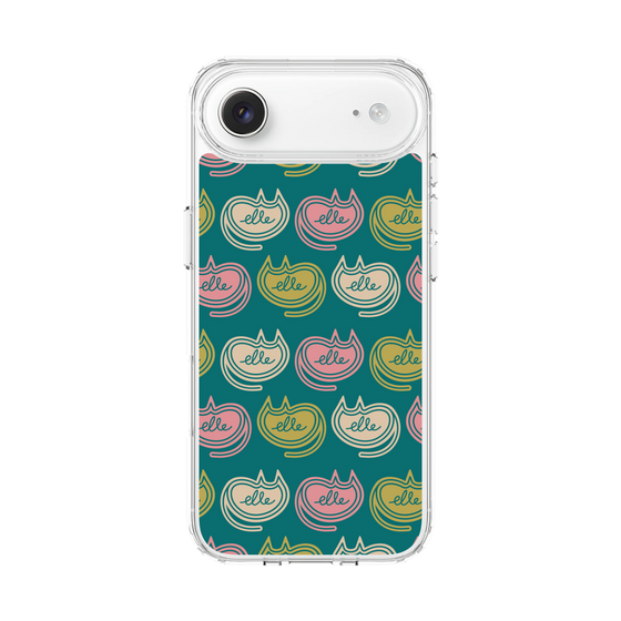 スリムプロテクションケース［ ELLE - Cat Pattern - グリーン ］
