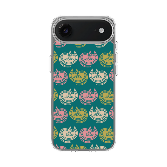 スリムプロテクションケース［ ELLE - Cat Pattern - グリーン ］