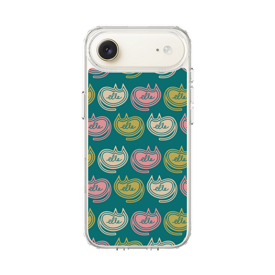 スリムプロテクションケース［ ELLE - Cat Pattern - グリーン ］