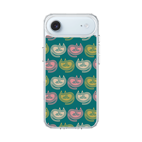スリムプロテクションケース［ ELLE - Cat Pattern - グリーン ］