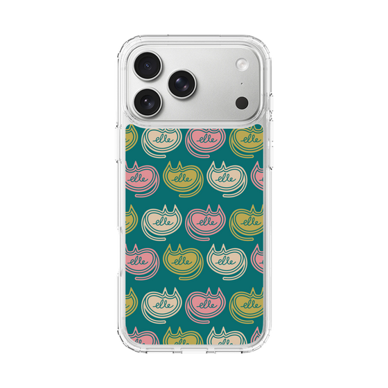 スリムプロテクションケース［ ELLE - Cat Pattern - グリーン ］