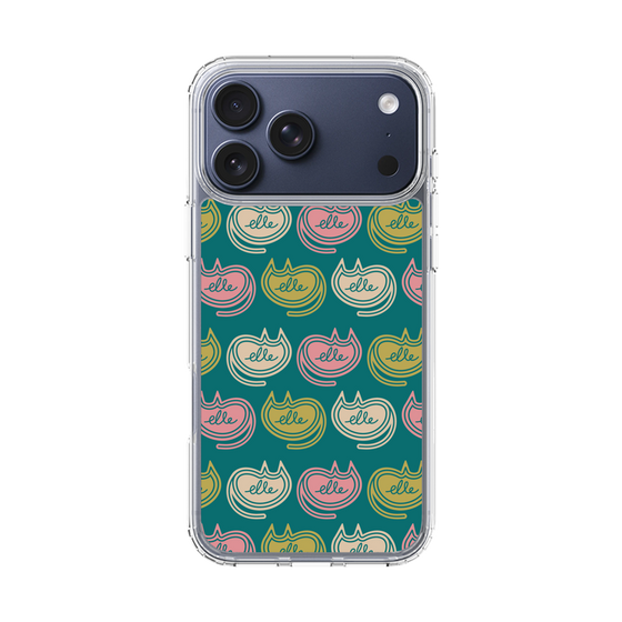 スリムプロテクションケース［ ELLE - Cat Pattern - グリーン ］