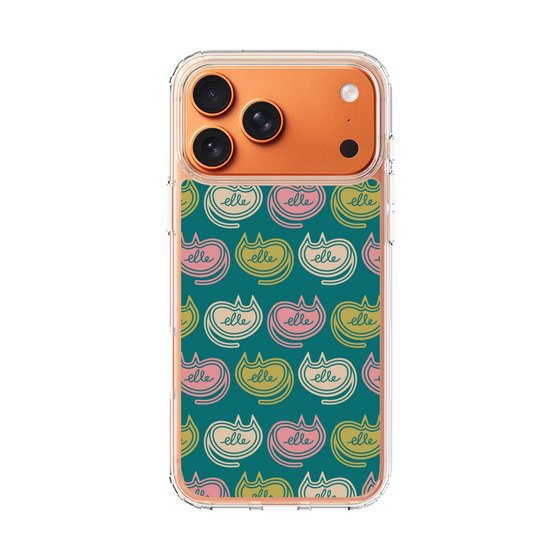 スリムプロテクションケース［ ELLE - Cat Pattern - グリーン ］
