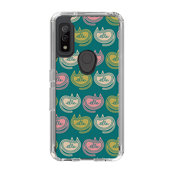 スリムプロテクションケース［ ELLE - Cat Pattern - グリーン ］