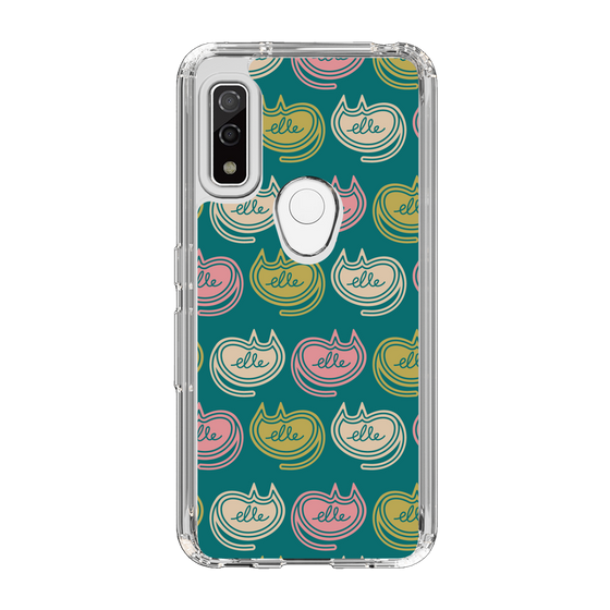スリムプロテクションケース［ ELLE - Cat Pattern - グリーン ］