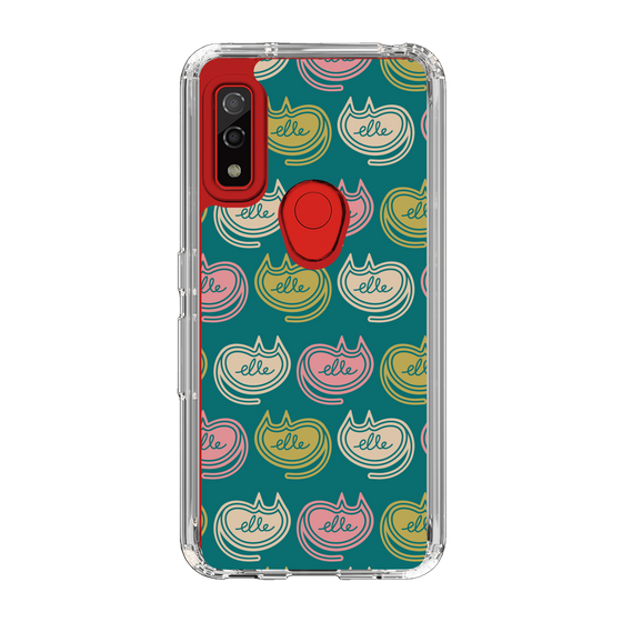 スリムプロテクションケース［ ELLE - Cat Pattern - グリーン ］