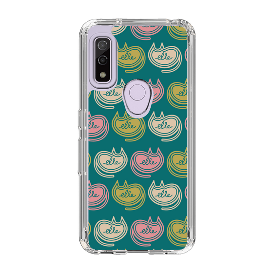 スリムプロテクションケース［ ELLE - Cat Pattern - グリーン ］