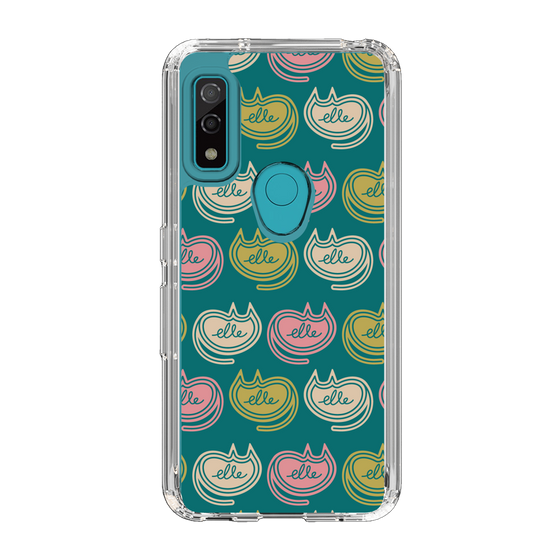 スリムプロテクションケース［ ELLE - Cat Pattern - グリーン ］