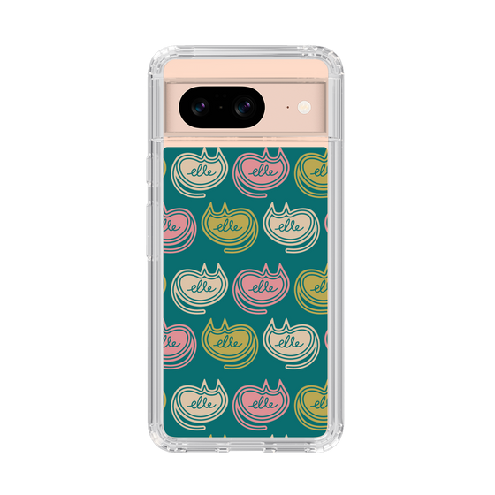 スリムプロテクションケース［ ELLE - Cat Pattern - グリーン ］