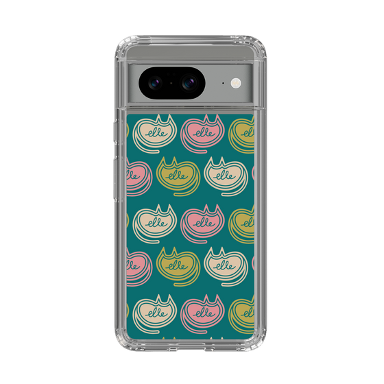 スリムプロテクションケース［ ELLE - Cat Pattern - グリーン ］