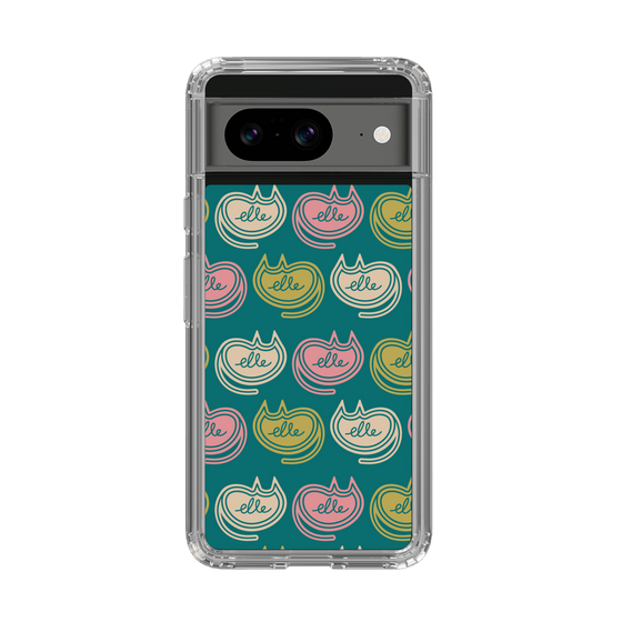 スリムプロテクションケース［ ELLE - Cat Pattern - グリーン ］