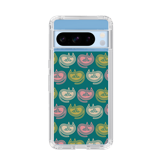 スリムプロテクションケース［ ELLE - Cat Pattern - グリーン ］