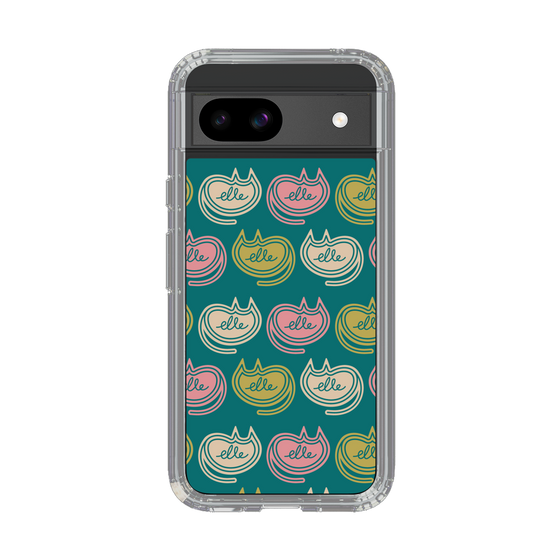 スリムプロテクションケース［ ELLE - Cat Pattern - グリーン ］
