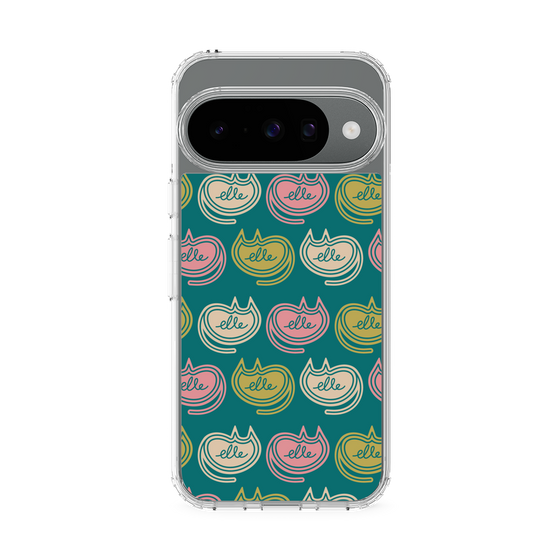 スリムプロテクションケース［ ELLE - Cat Pattern - グリーン ］