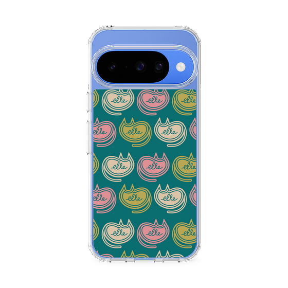 スリムプロテクションケース［ ELLE - Cat Pattern - グリーン ］