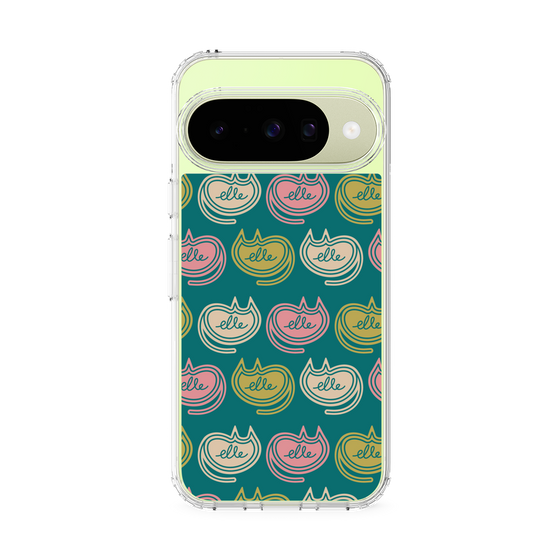 スリムプロテクションケース［ ELLE - Cat Pattern - グリーン ］
