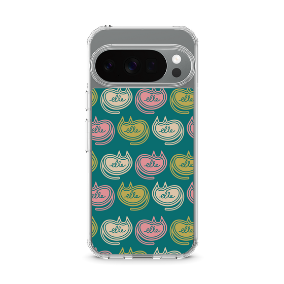 スリムプロテクションケース［ ELLE - Cat Pattern - グリーン ］
