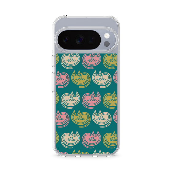 スリムプロテクションケース［ ELLE - Cat Pattern - グリーン ］