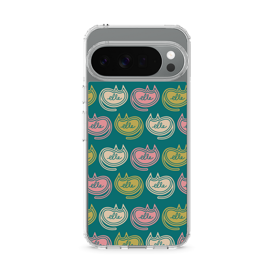 スリムプロテクションケース［ ELLE - Cat Pattern - グリーン ］