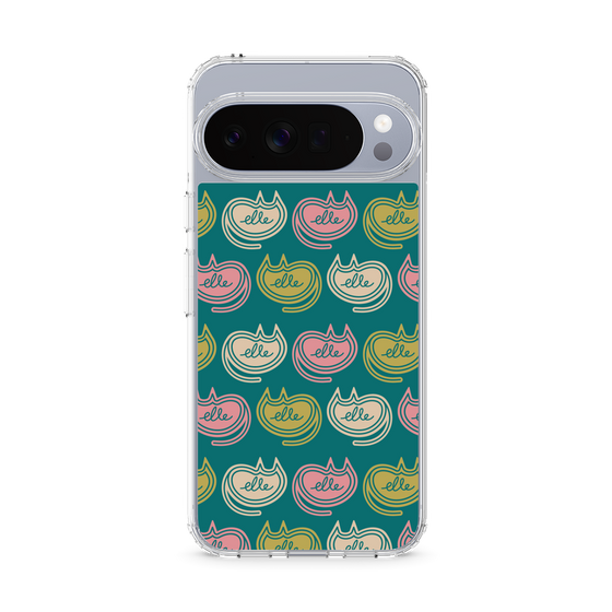 スリムプロテクションケース［ ELLE - Cat Pattern - グリーン ］