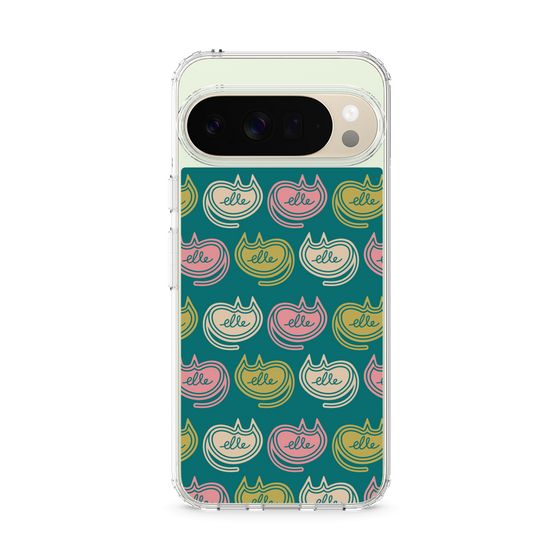 スリムプロテクションケース［ ELLE - Cat Pattern - グリーン ］
