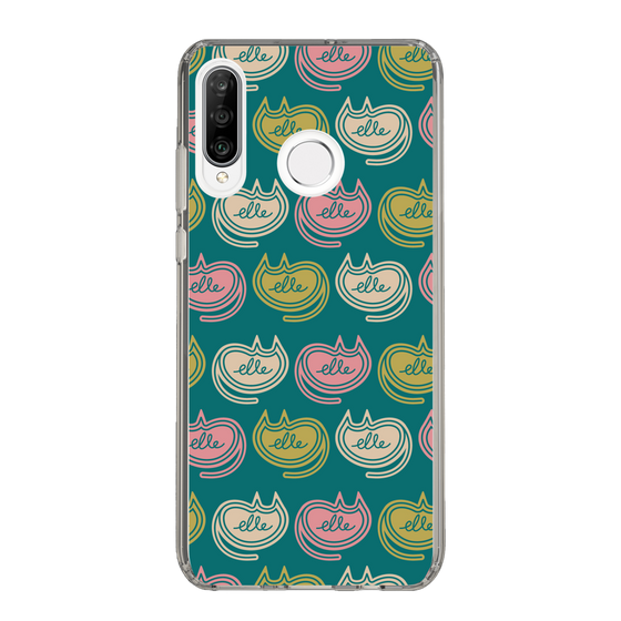 スリムプロテクションケース［ ELLE - Cat Pattern - グリーン ］