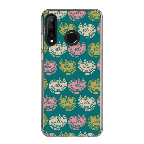 スリムプロテクションケース［ ELLE - Cat Pattern - グリーン ］