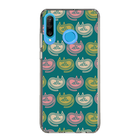 スリムプロテクションケース［ ELLE - Cat Pattern - グリーン ］