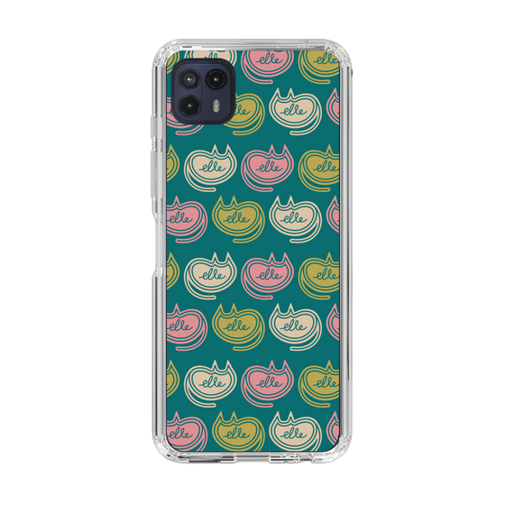 スリムプロテクションケース［ ELLE - Cat Pattern - グリーン ］