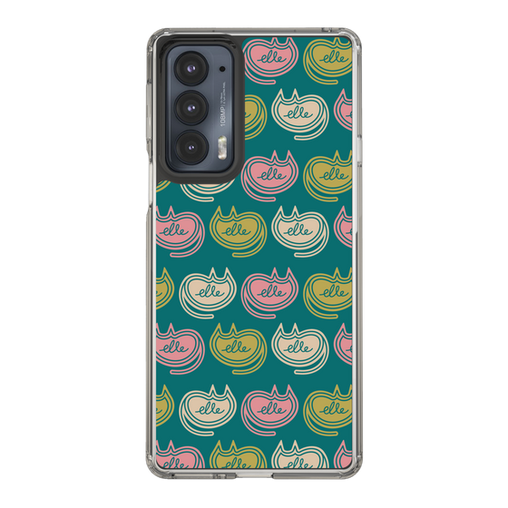 スリムプロテクションケース［ ELLE - Cat Pattern - グリーン ］