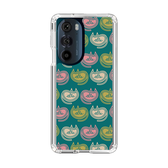スリムプロテクションケース［ ELLE - Cat Pattern - グリーン ］