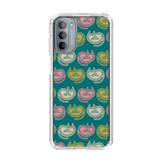 スリムプロテクションケース［ ELLE - Cat Pattern - グリーン ］
