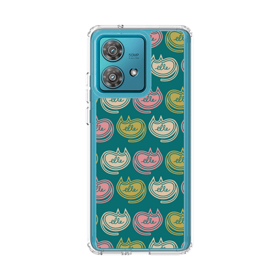 スリムプロテクションケース［ ELLE - Cat Pattern - グリーン ］