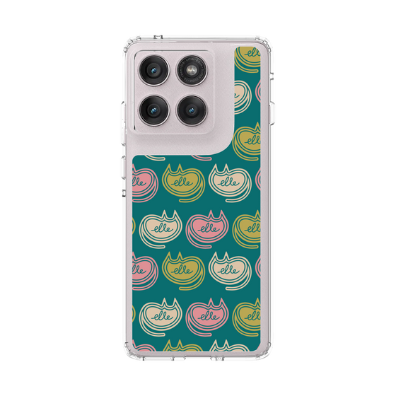 スリムプロテクションケース［ ELLE - Cat Pattern - グリーン ］