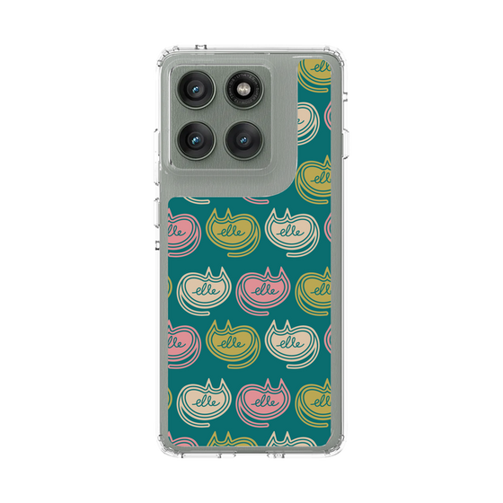 スリムプロテクションケース［ ELLE - Cat Pattern - グリーン ］