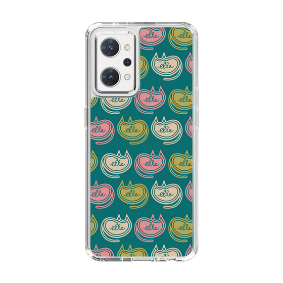 スリムプロテクションケース［ ELLE - Cat Pattern - グリーン ］