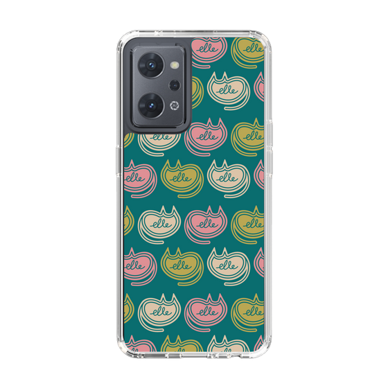スリムプロテクションケース［ ELLE - Cat Pattern - グリーン ］