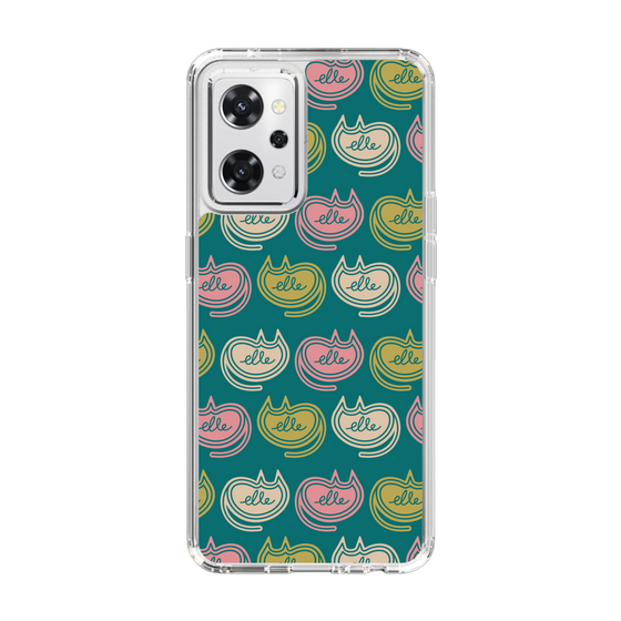 スリムプロテクションケース［ ELLE - Cat Pattern - グリーン ］