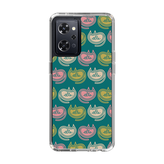 スリムプロテクションケース［ ELLE - Cat Pattern - グリーン ］