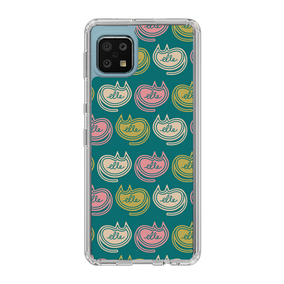 スリムプロテクションケース［ ELLE - Cat Pattern - グリーン ］