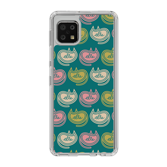 スリムプロテクションケース［ ELLE - Cat Pattern - グリーン ］