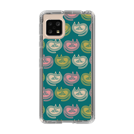スリムプロテクションケース［ ELLE - Cat Pattern - グリーン ］