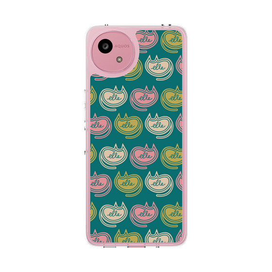 スリムプロテクションケース［ ELLE - Cat Pattern - グリーン ］