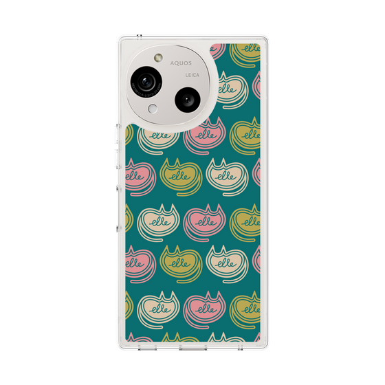 スリムプロテクションケース［ ELLE - Cat Pattern - グリーン ］