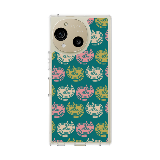 スリムプロテクションケース［ ELLE - Cat Pattern - グリーン ］