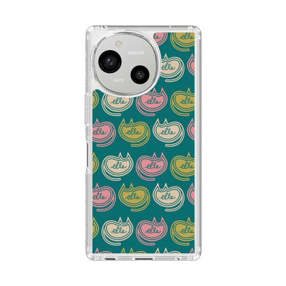 スリムプロテクションケース［ ELLE - Cat Pattern - グリーン ］